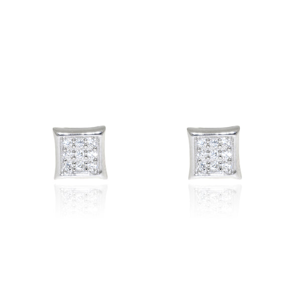 Boucles d'Oreilles Carre Zircone Argent 925 brillant