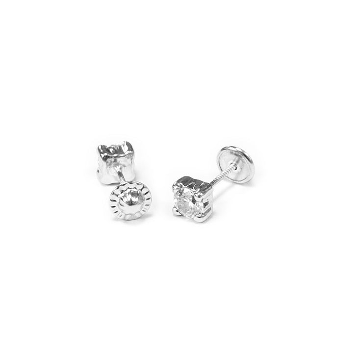 Pendientes Plata Bebe o niña Garra con circonita 4 mm