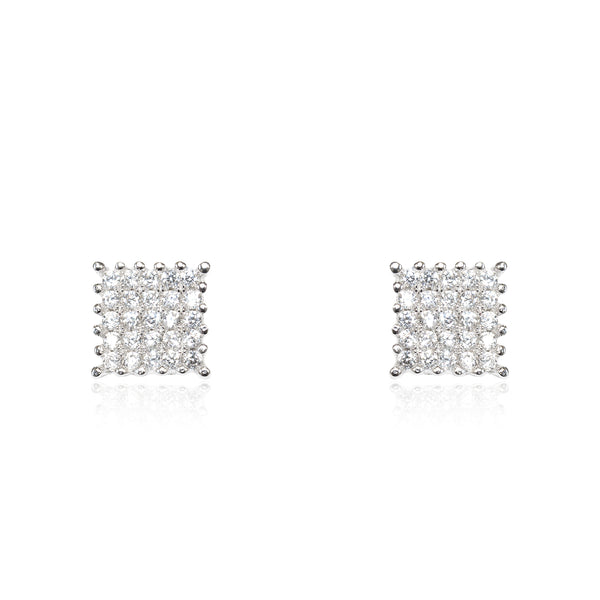 Boucles d'Oreilles Carre Zircone Argent 925 brillant