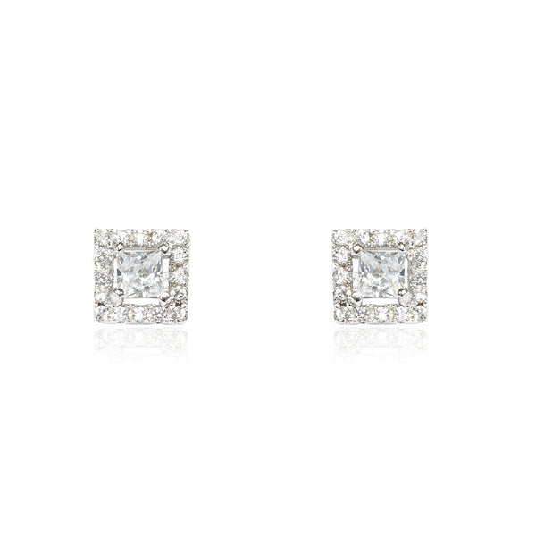 Boucles d'Oreilles Carre Zircone Argent 925 brillant