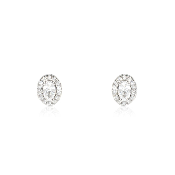 Boucles d'Oreilles Ovale Zircone Argent 925 brillant