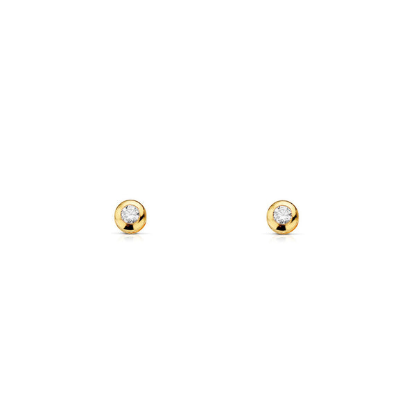 Boucles d'Oreilles Bebe Fille Enfant Galerie Zircone 2,5 mm Or Jaune 18 Carats