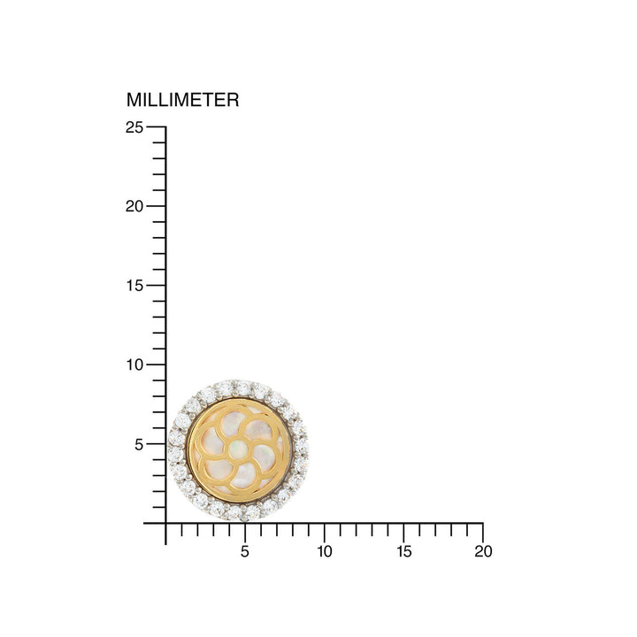 Pendientes niña bicolor Redondo calado con nacar y circon (9kts)