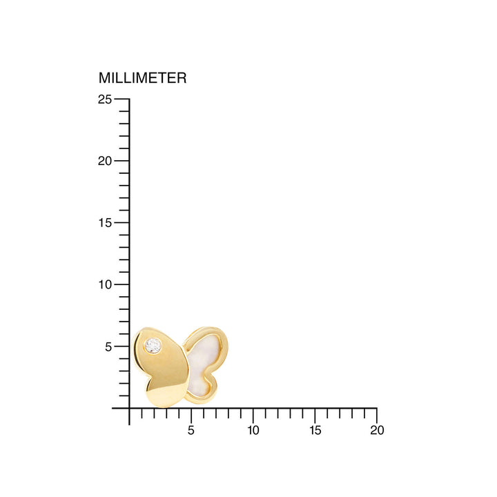 Pendientes niña mariposa con nacar y circonita (9Kts)