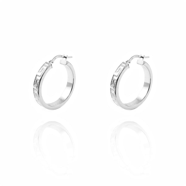 Boucles d'Oreilles Grèce Creoles 24x4 mm Or Blanc 18 Carats