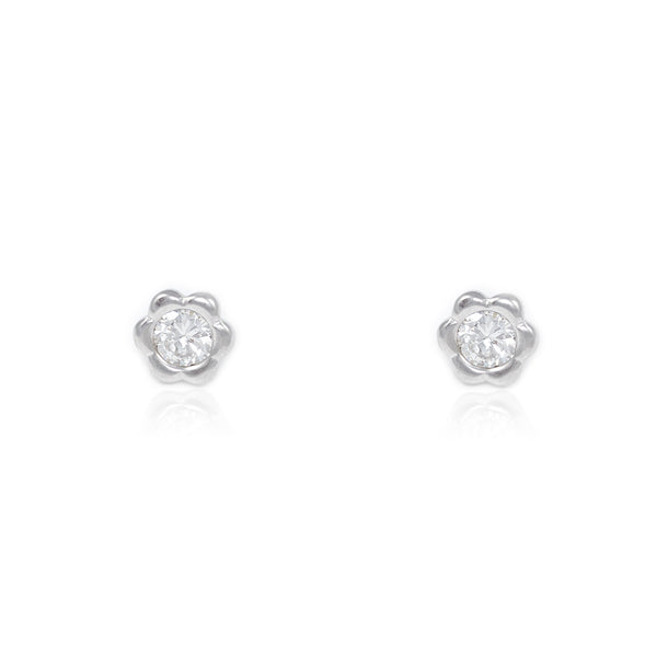 Boucles d'oreilles petites marguerites en argent avec zircon