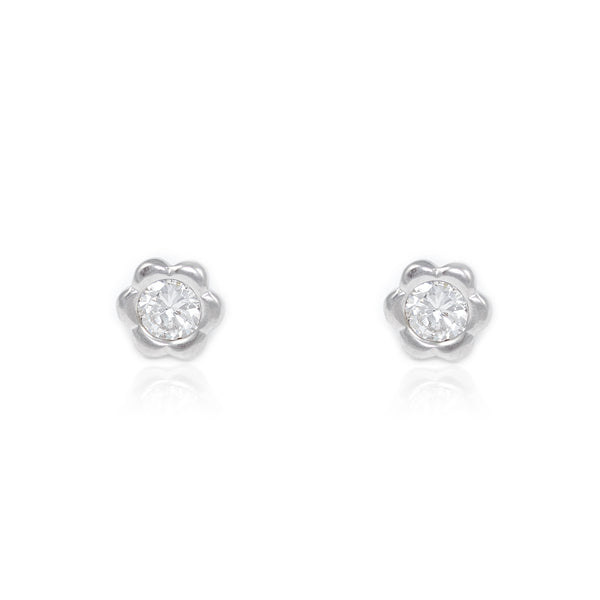 Boucles d'oreilles grandes marguerites argent zircon