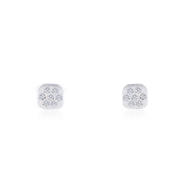 Boucles d'oreilles carrées en argent avec zircons