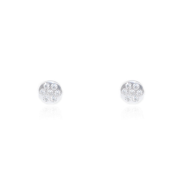 Boucles d'oreilles rondes en argent avec zircons