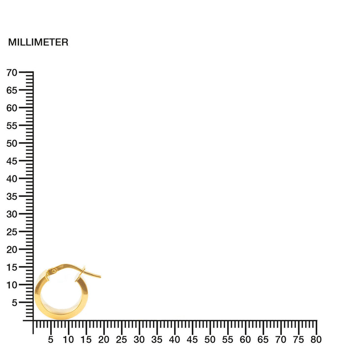 Pendientes Oro Aro liso rectangular 14x4 mm