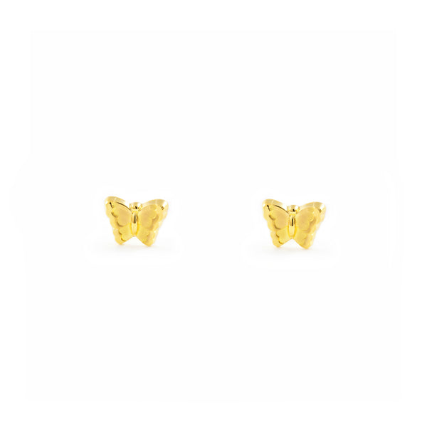 Boucles d'Oreilles Bebe Enfant Papillon Or Jaune 18 carats mates et brillantes