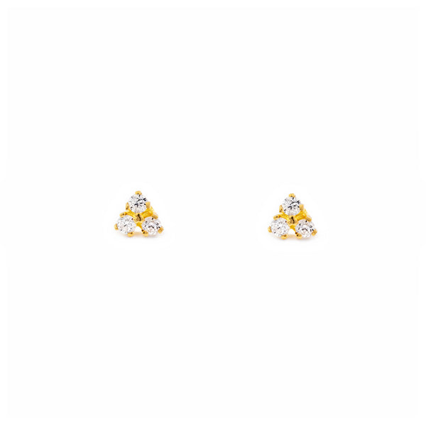 Boucles d'Oreilles Bebe Enfant Zircone Or Jaune 18 Carats