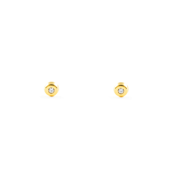 Boucles d'Oreilles Bebe Enfant Ronde Zircone Or Jaune 18 Carats