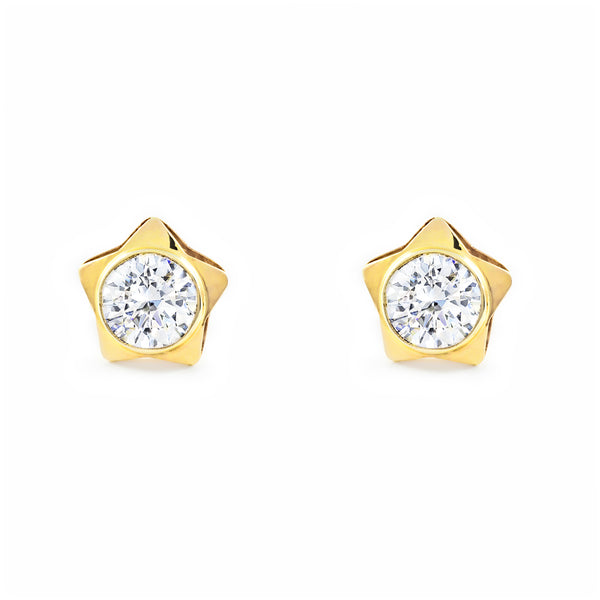 Boucles d'Oreilles Étoile Zircone Or Jaune 9 Carats