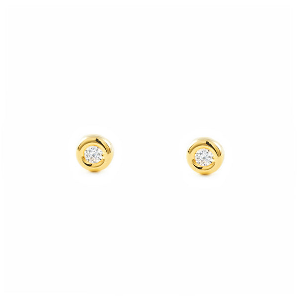 Boucles d'Oreilles Fille Enfant Ronde Zircone 2,5 mm Or Jaune 18 Carats