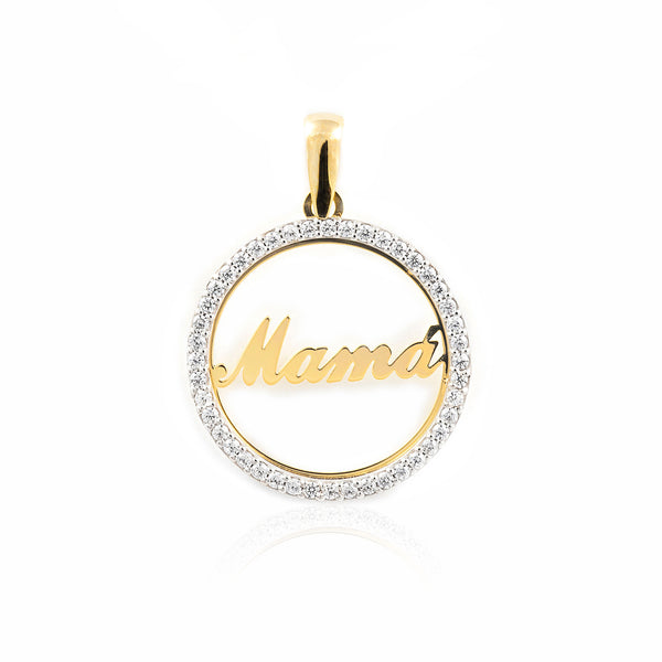 Pendentif Mama Zircone Or Bicolore 18 Carats brillant