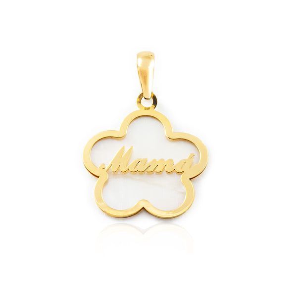 Pendentif Nacre Fleur Or Jaune 18 Carats brillant