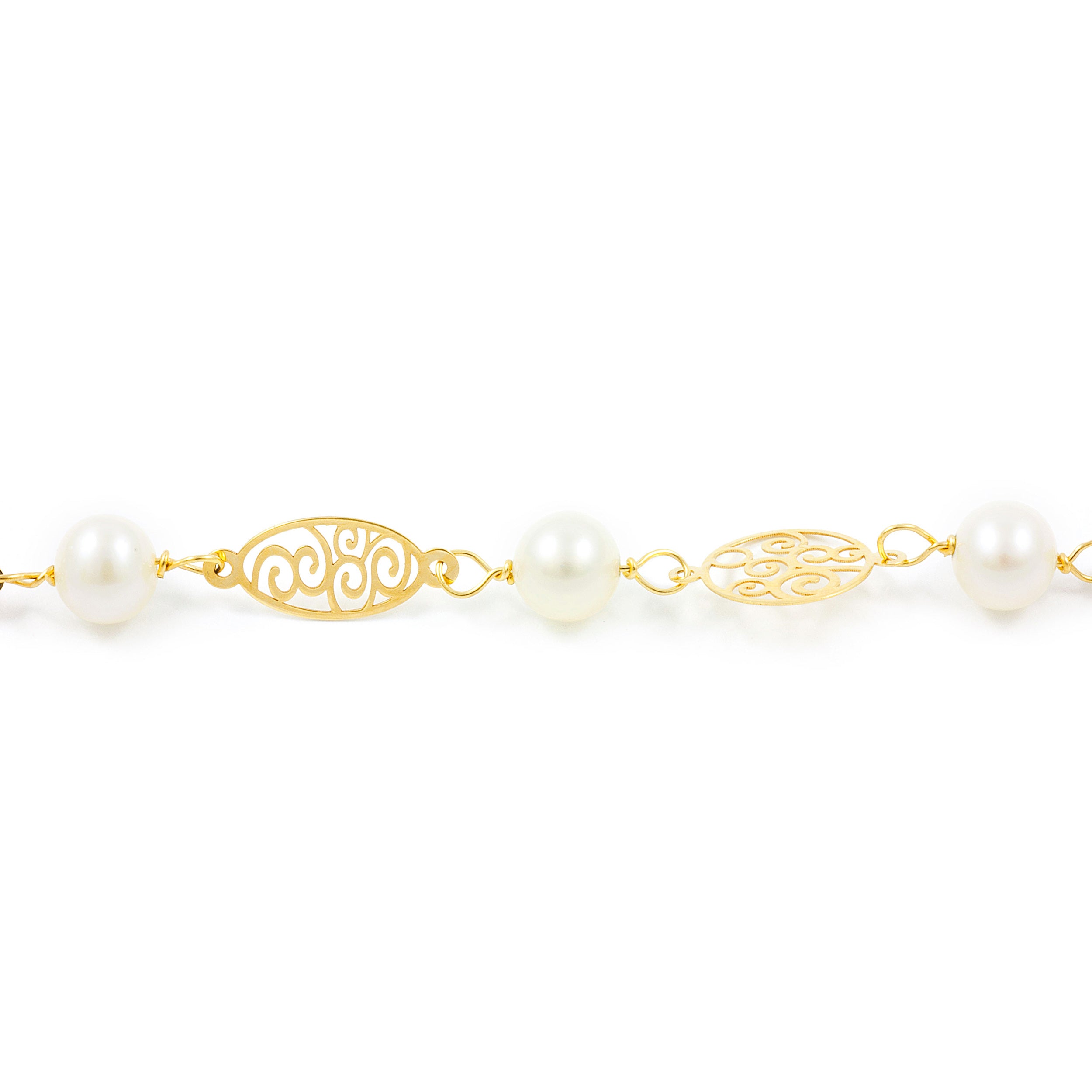 Bracelet Fille Or Jaune 9 Carats Avec Perle Ronde 4 Mm - Longueur 14 Cm - Certificat De Garantie - Cadeau - 6