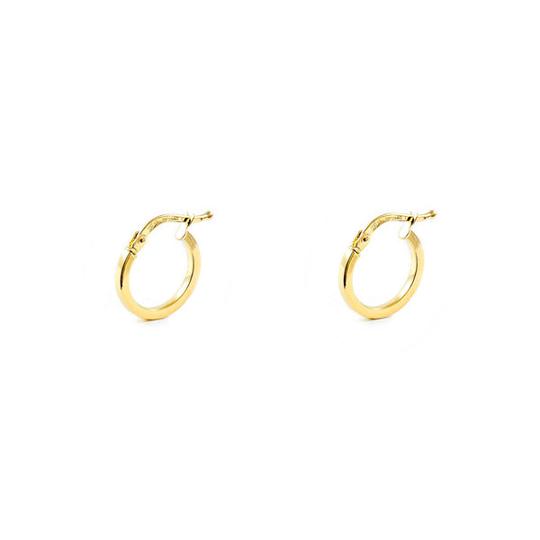 Boucles d'Oreilles Carrees Creoles 13x1.5 mm Or Jaune 18 Carats