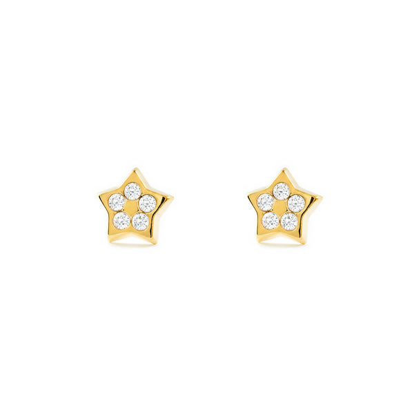 Boucles d'Oreilles Étoile Zircone Or Jaune 9 Carats