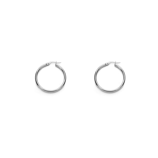 Boucles d'Oreilles Creoles 24x2 mm Or Blanc 18 Carats