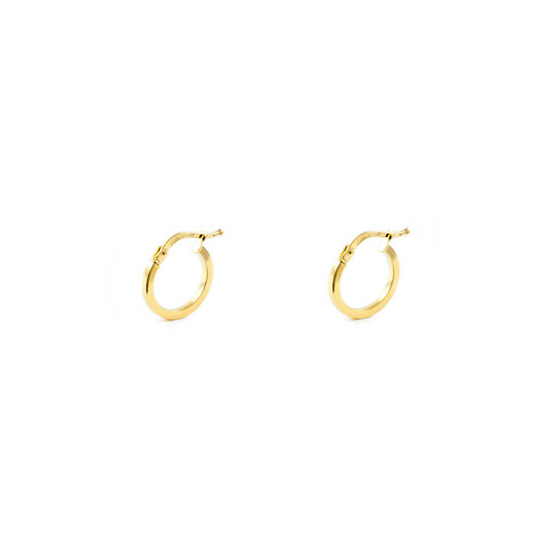 Boucles d'Oreilles Carrees Creoles 11x1.5 mm Or Jaune 18 Carats