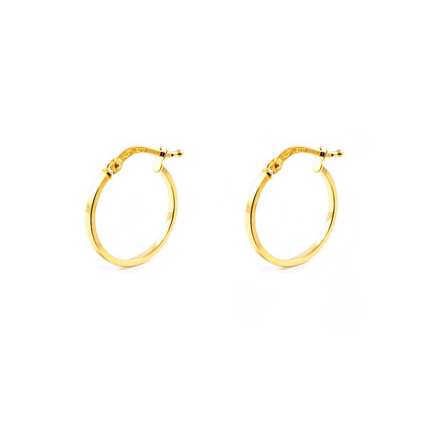 Boucles d'Oreilles Carrees Creoles 22x1.5 mm Or Jaune 18 Carats