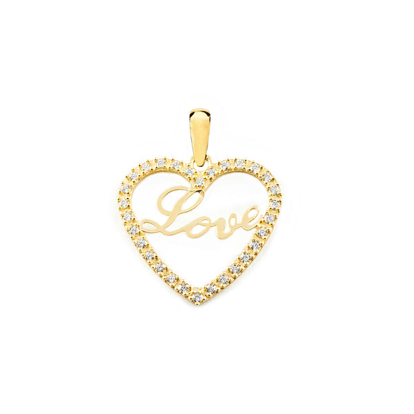 Pendentif Cœur Zircone Or Jaune 9 Carats brillant