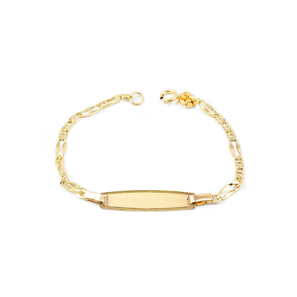 Bracelet Fille Enfant Or Jaune 18 Carats Personnalise Esclave Biseaute Brillant 14 cm