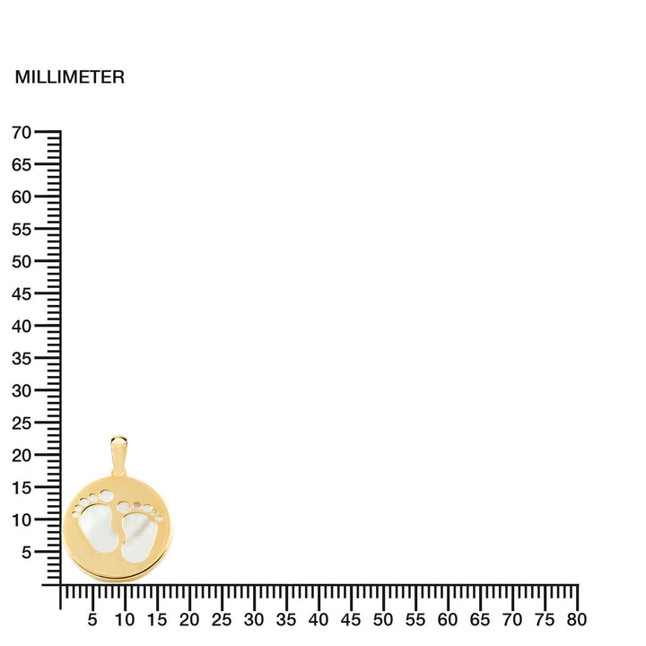 Colgante Oro Redondo Nacar Pies Bebe (9kts)