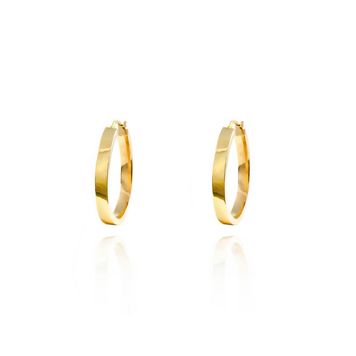 Pendientes Oro Aro liso rectangular 24x4 mm