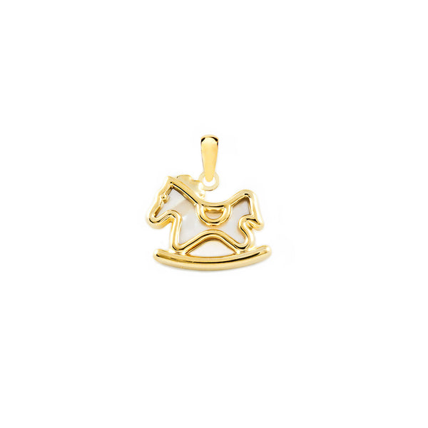 Pendentif Nacre Cheval Or Jaune 9 Carats brillant