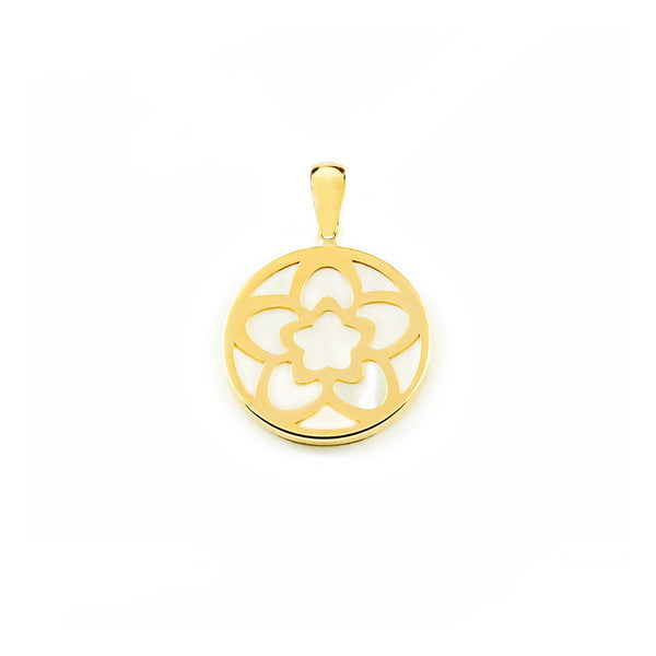 Pendentif Nacre Fleur Or Jaune 9 Carats brillant